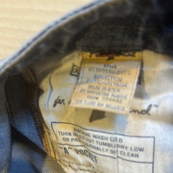 7FAM ‘A’ pocket Blue Flared Jeans w glittery back pockets zipper front size 30 - Picture 7 of 14